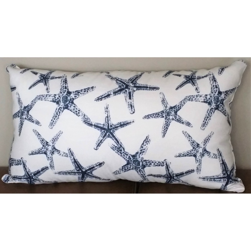 Starfish Lumbar 14X24 Zipper Throw Pillow Cover Navy White Premier Prints NEW